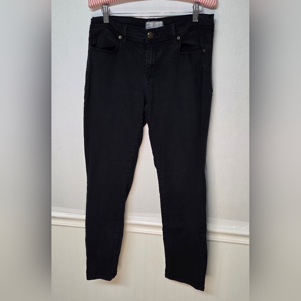 Free People Mid Rise Straight Leg Black Jeans Womens Size 31 Made In USA 0023